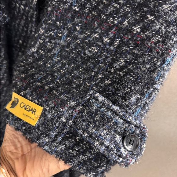 CAESAR Uomo Italia Black and Gray Textured Coat - Picture 3 of 4
